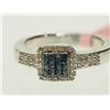 Image 1 : #24-S/S BLUE DIAMOND & WHITE DIAMOND RING SIZE 6.5