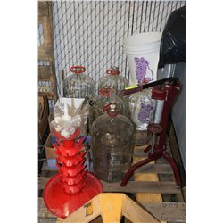 PALLET OF WINE MAKING SUPPLIES INCL TREE, CORKER &