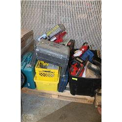 PALLET WITH ASSORTED TOOLS AND AUTOMOTIVE PARTS