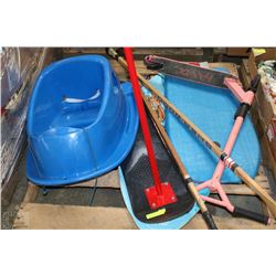 KIDS FUN BUNDLE WITH SLEDS, SNO SCOOTER,SCOOTER