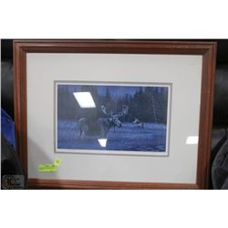 MOOSE PICTURE FRAMED WITH COA  1549/1950