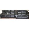 Image 1 : BLACK LEATHERETTE RECLINING SOFA AND LOVE SEAT