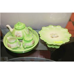 HANDPAINTED TEA SET WITH DESERT PLATE