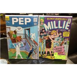 PAIR OF 1960'S PEP & MILLIE COMIC BOOKS