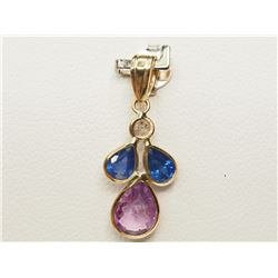 #26-14K GOLD SAPPHIRE & DIAMOND PENDANT