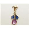 Image 1 : #26-14K GOLD SAPPHIRE & DIAMOND PENDANT