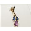 Image 2 : #26-14K GOLD SAPPHIRE & DIAMOND PENDANT