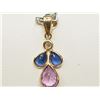 Image 3 : #26-14K GOLD SAPPHIRE & DIAMOND PENDANT