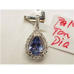 #28-14K WHITE GOLD TANZANITE& DIAMOND PENDANT