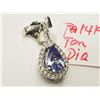Image 2 : #28-14K WHITE GOLD TANZANITE& DIAMOND PENDANT