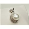 Image 2 : #42-STERLING SILVER PEARL & DIAMOND PENDANT