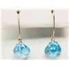 Image 1 : #43-14K Y/GOLD BLUE TOPAZ TEAR DROP EARRINGS