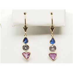 #45-14K Y/GOLD FANCY COLOUR SAPPHIRE EARRINGS