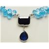 Image 1 : #49-14K WHITE GOLD SAPPHIRE& BLUE TOPAZ NECKLACE