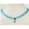 Image 2 : #49-14K WHITE GOLD SAPPHIRE& BLUE TOPAZ NECKLACE