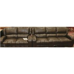 NEW DARK BROWN LEATHERETTE RECLINING SOFA WITH