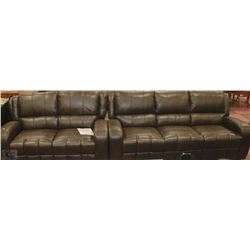 NEW DARK BROWN LEATHERETTE RECLINING SOFA WITH
