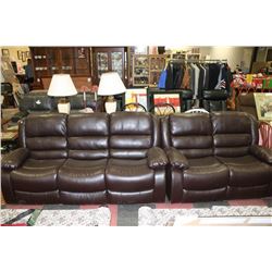 NEW MARTIN BROWN LEATHERETTE RECLINING SOFA