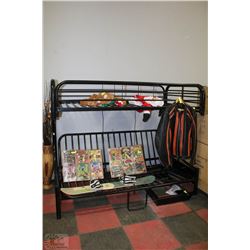 BLACK METAL BUNK BED W/BOTTOM DAYBED