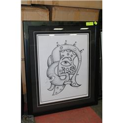 FRAMED SIGNED IAN LANG PEN DRAWING 24"X29"