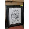 Image 1 : FRAMED SIGNED IAN LANG PEN DRAWING 24"X29"