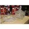 Image 1 : PINWHEEL CRYSTAL FOOTED LIDDED DISH & DELI DISH