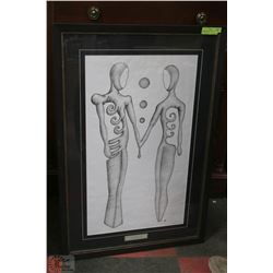 FRAMED SIGNED IAN LANG PEN DRAWING 25"X37"