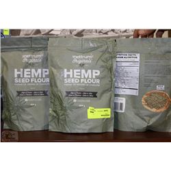 THREE  454G BAGS OF HEMP SEED FLOUR