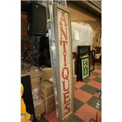 LARGE ANTIQUES SIGN 18" X 80"