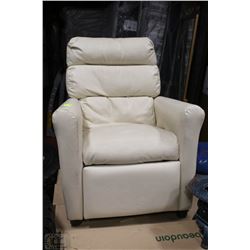 CHILDRENS WHITE LEATHERETTE RECLINING CHAIR
