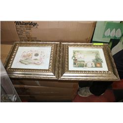 LOT OF 2 BATHROOM PRINTS FRAMED 12"X14"
