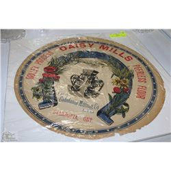 VINTAGE "DAISY MILLS" FLOUR LABEL 16" CIRCLE