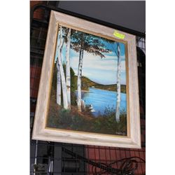 VIOLA STEEL 1974 LAKE PAINTING 28"X23"