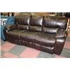 Image 1 : BROWN BONDED LEATHER ELECTRIC RECLINING SOFA