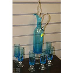 BLUE GLASS LIQUOR SET