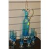 Image 1 : BLUE GLASS LIQUOR SET
