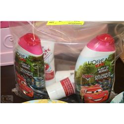 BAG OF CHILDRENS TOOTHPASTE AND 2 IN 1 SHAMPOO