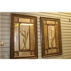 LOT OF 2 FRAMED FLOWER PRINTS 22"X36"