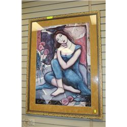 FRAMED SIGNED WOMAN PAINTING 33"X43"