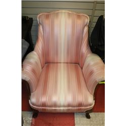 PINK STRIPED ANTIQUE CHAIR