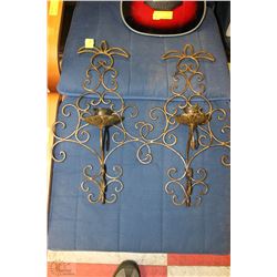 LOT OF 2 METAL WALL ART CANDLE HOLDERS