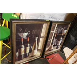 SET OF 2 WINE BOTTLE FRAMED PRINTS