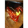 Image 1 : VINTAGE ORANGE & CLEAR ART GLASS