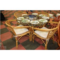 6PC WICKER CHAIR & TABLE SET 42"X30"H