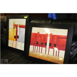 2 MATCHING FRAMED OIL ON CANVAS PAINTINGS OF DOGS