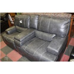 DELUXE GREY BONDED LEATHER ELECTRIC RECLINING SOFA