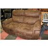 Image 1 : BROWN FABRIC RECLINING LOVE SEAT