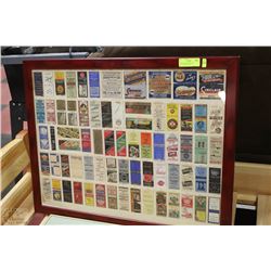 VINTAGE FRAMED MATCHBOOK COVER COLLECTION 32" x 25