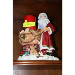 SANTA BY CHIMNEY W/CANDLE FIGURINE