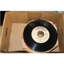 BOX OF 28-SIZE 45 RECORDS INCL. KISS, BEEGEES,